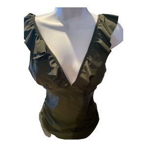 Olive Ruffle One-Piece Swimsuit